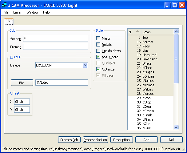 Eagle: Finestra CAM processor