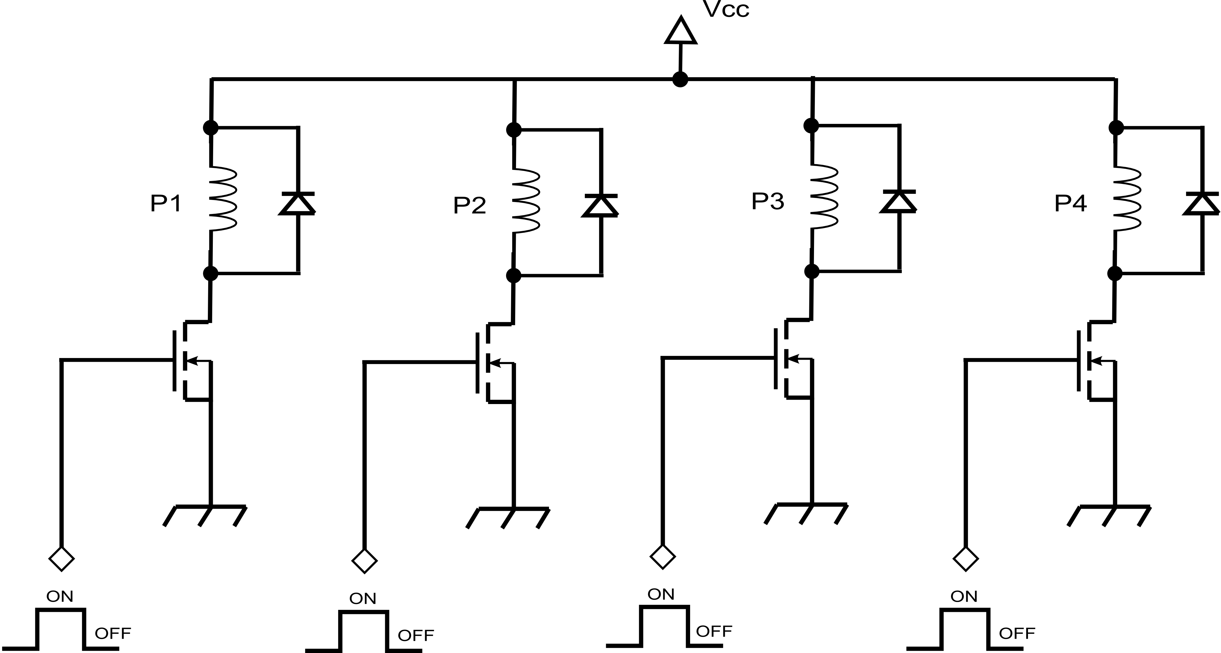 Figura 1: Collegamento per pilotare le espansioni polari di un motore stepper unipolare.