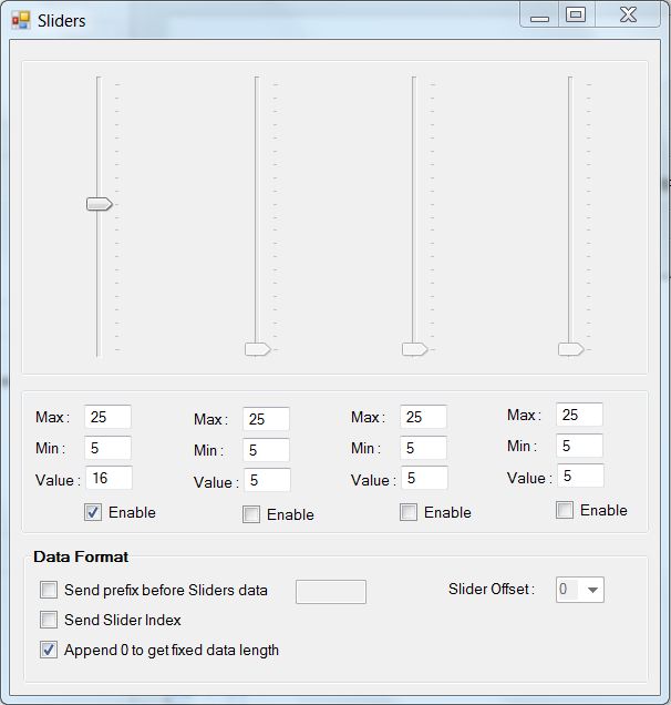 Figura 10: Schermata Sliders Tool di RS232 Terminal