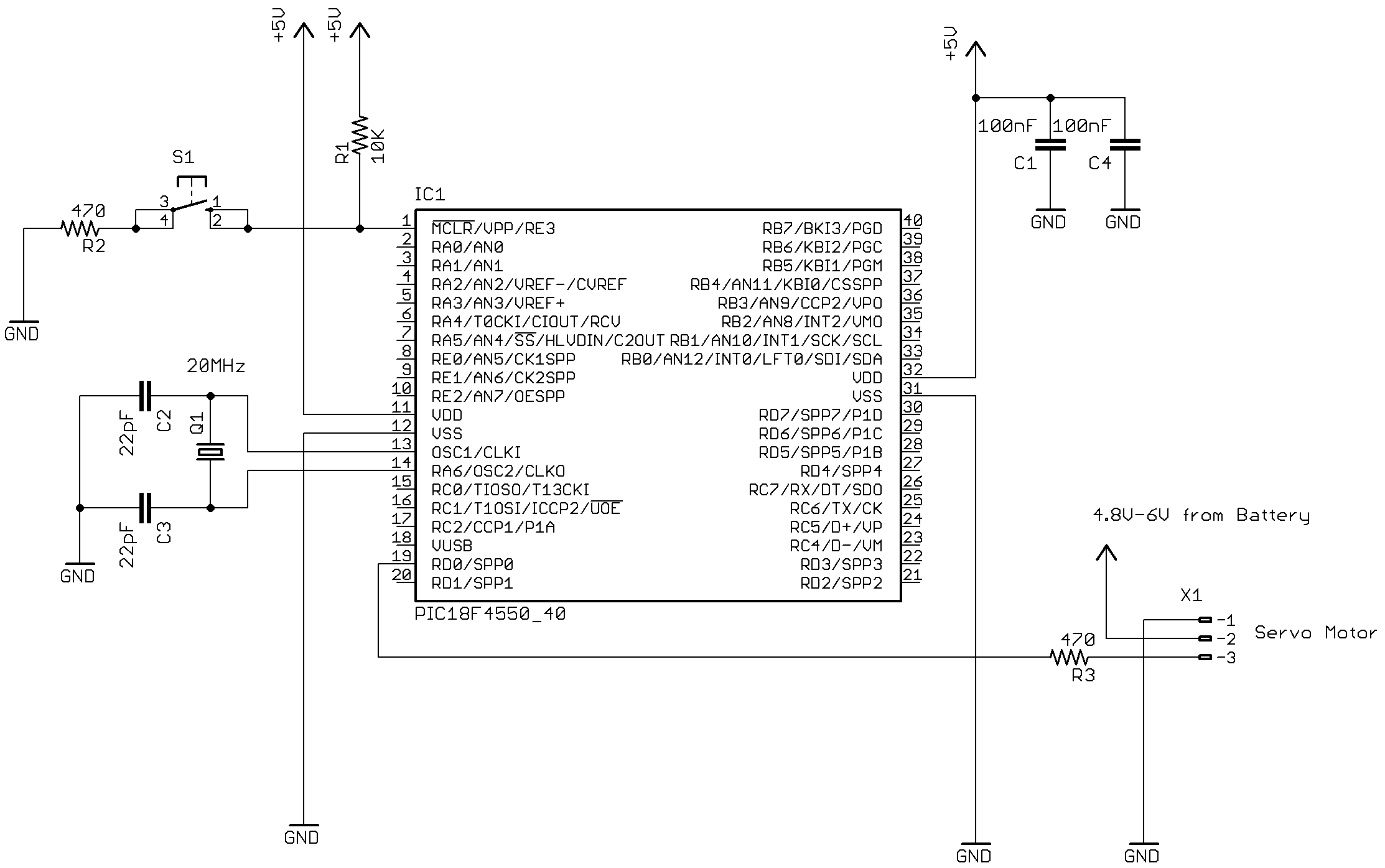 Figura 6: Connessione del Servo al PIC18F4550