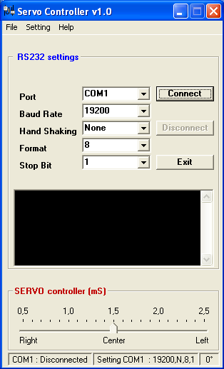 Figura 7: Schermata principale del Servo Controller